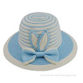 Customized Design Summer Kid's Paper Straw Hats with Bowknot Trimming